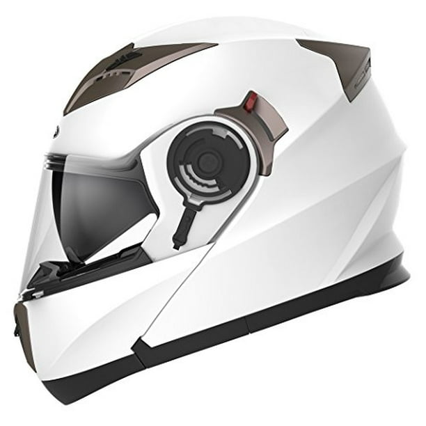 YEMA Helmet Unisex-Adult Motorcycle Racing Modular YM-925 DOT Street Helmet White, XL